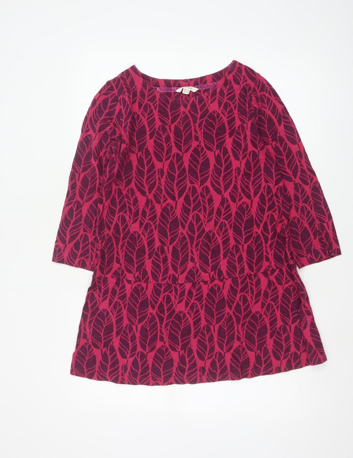 White Stuff Womens Pink Tunic Blouse UK 10 3/4 Sleeve Cotton