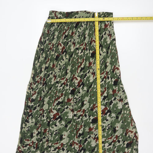 Hush Women’s Green Camouflage Pleated Midi Skirt Size 10