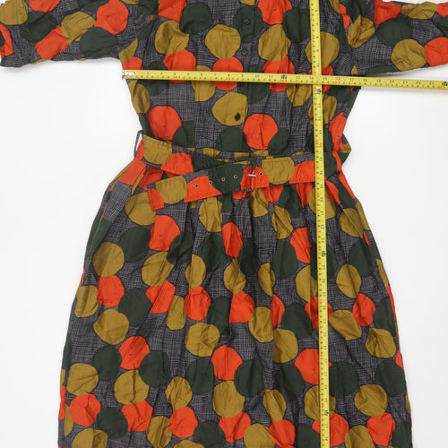 Palava Womens Multicoloured Size 14 Belted Shirt Dress
