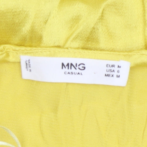 MNG Women’s Yellow V-Neck Flutter Sleeve Wrap Midi Dress Size 10