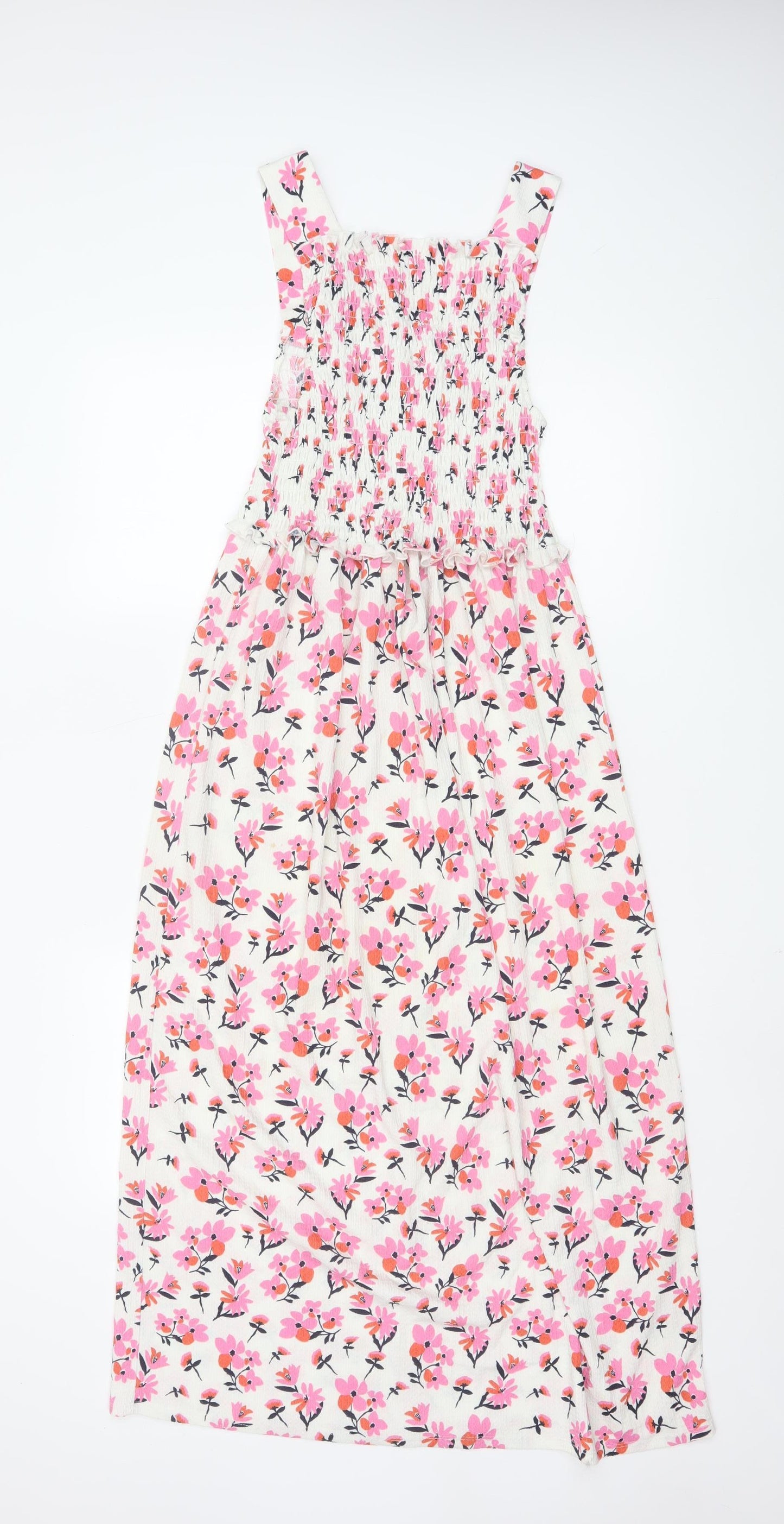 River Island Women’s Multicoloured Floral Smocked Midi Dress Size 8