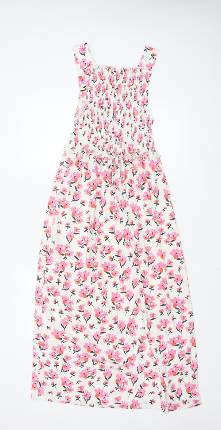 River Island Women’s Multicoloured Floral Smocked Midi Dress Size 8