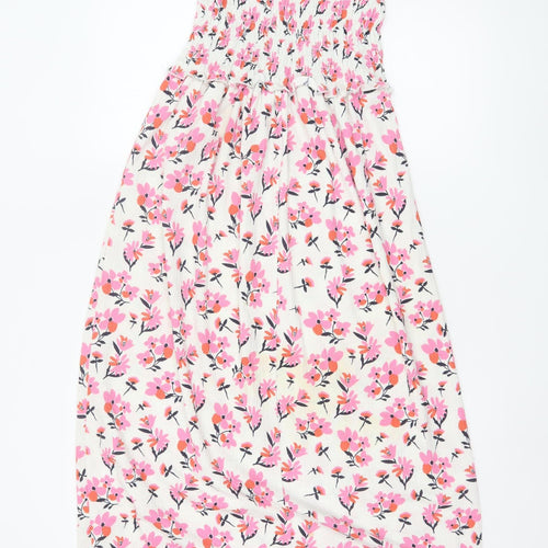 River Island Women’s Multicoloured Floral Smocked Midi Dress Size 8