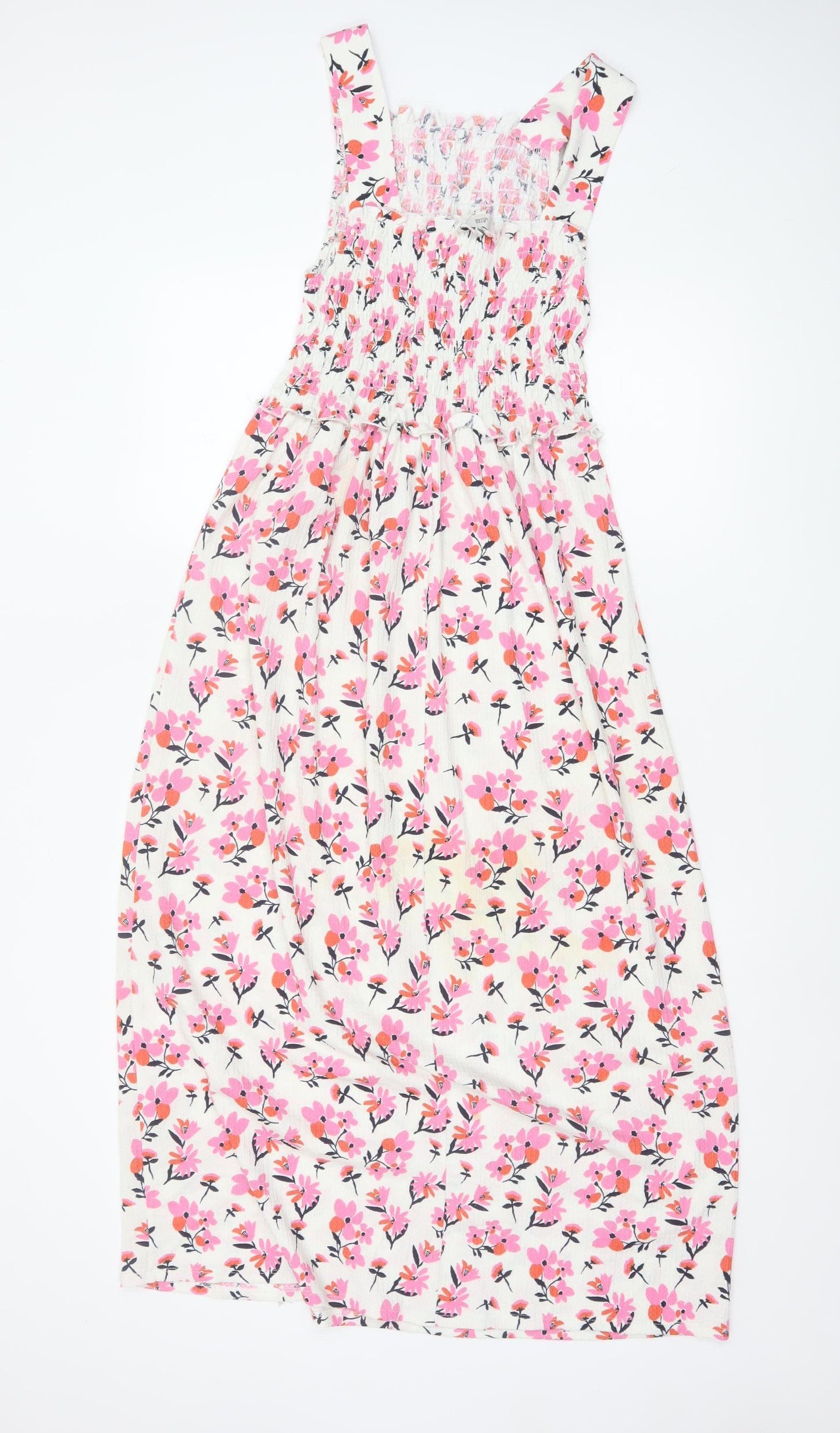 River Island Women’s Multicoloured Floral Smocked Midi Dress Size 8