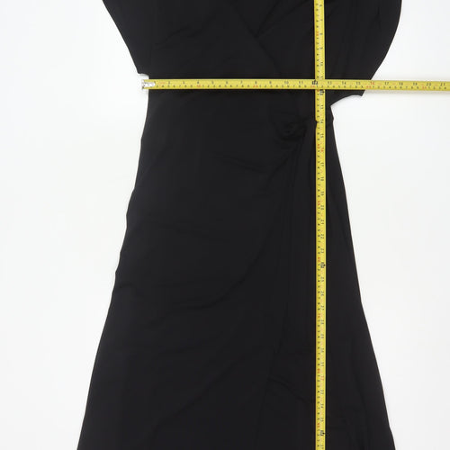 H&M Women’s Black Wrap Dress Size 12 Short Sleeve Knee Length