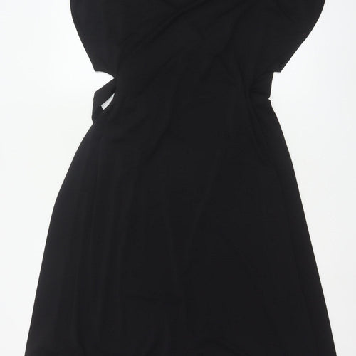 H&M Women’s Black Wrap Dress Size 12 Short Sleeve Knee Length