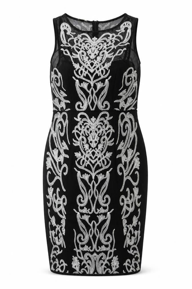 Monsoon Womens Black Beaded Bodycon Dress Size 12 Party Cocktail