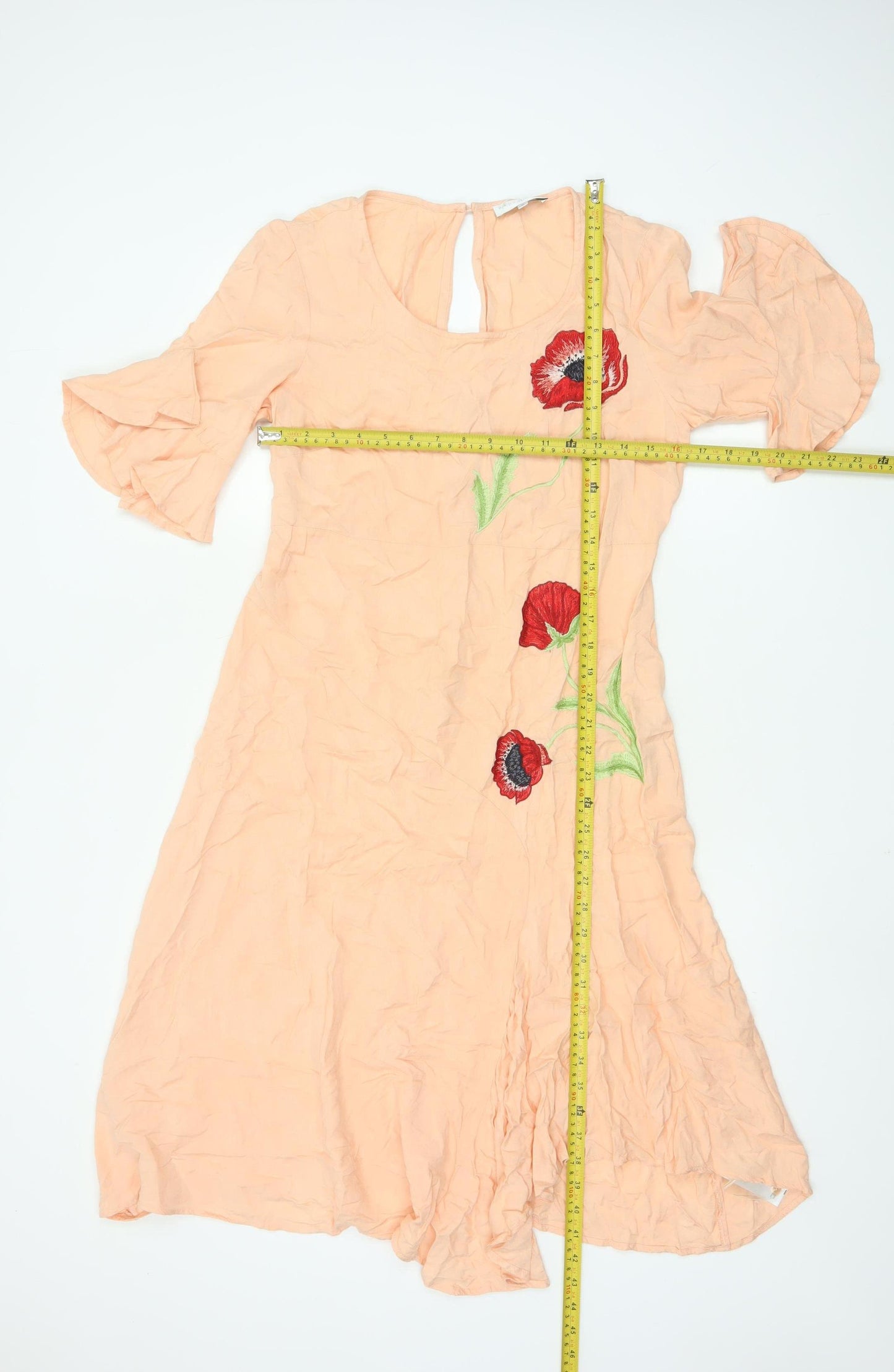 RJR John Rocha Women Beige Floral Embroidered A-Line Dress Size 10