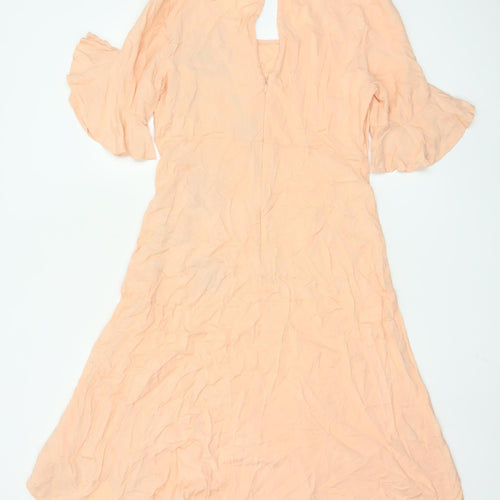 RJR John Rocha Women Beige Floral Embroidered A-Line Dress Size 10