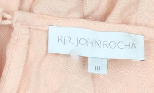 RJR John Rocha Women Beige Floral Embroidered A-Line Dress Size 10