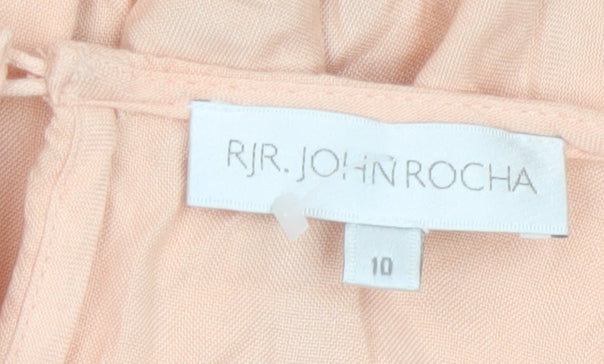 RJR John Rocha Women Beige Floral Embroidered A-Line Dress Size 10