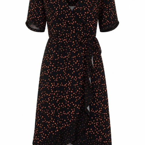 Oasis Women's Black Polka Dot Midi Wrap Dress Size 12