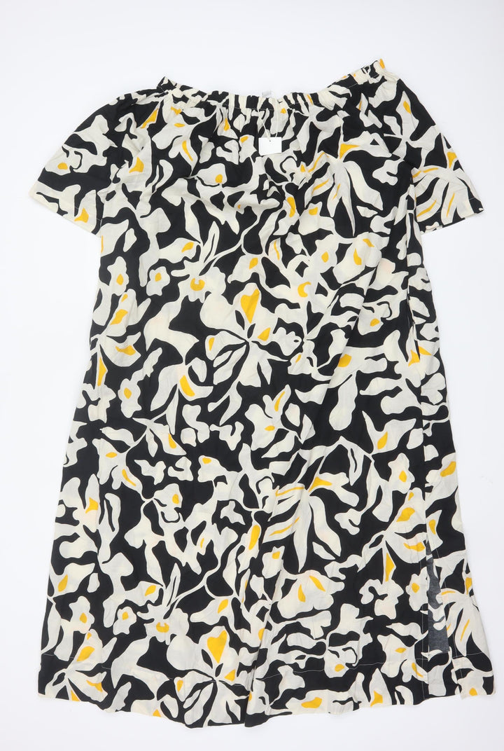 Marks and Spencer Women’s Multicoloured Cotton Off Shoulder Shift Dress Size 12