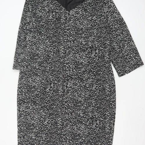 Planet Women’s Black Geometric Sheath Dress Size 16 Workwear