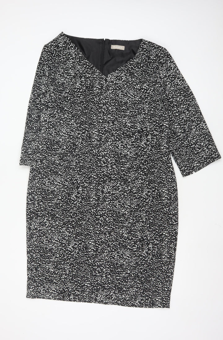 Planet Women’s Black Geometric Sheath Dress Size 16 Workwear