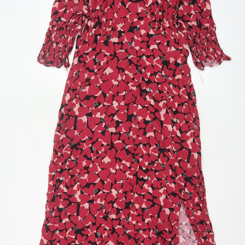 Nobody's Child Women's Red Heart Print Midi Dress Size 12