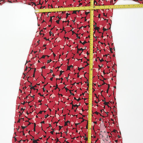Nobody's Child Women's Red Heart Print Midi Dress Size 12