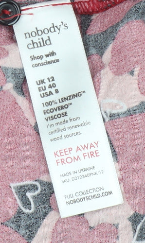 Nobody's Child Women's Red Heart Print Midi Dress Size 12