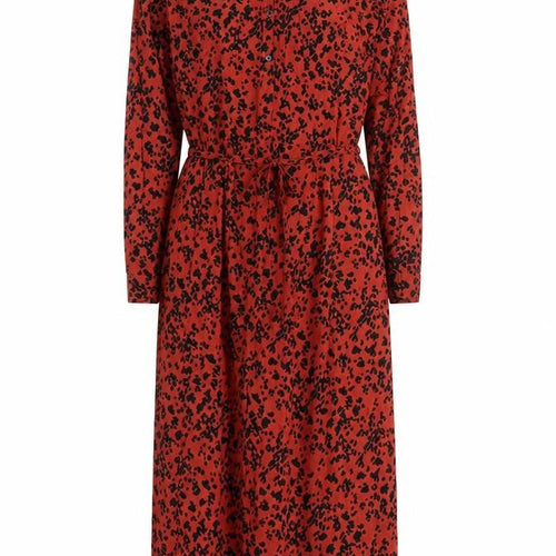 Monsoon Women Red Animal Print Shirt Dress Size 10 Midi Long Sleeve