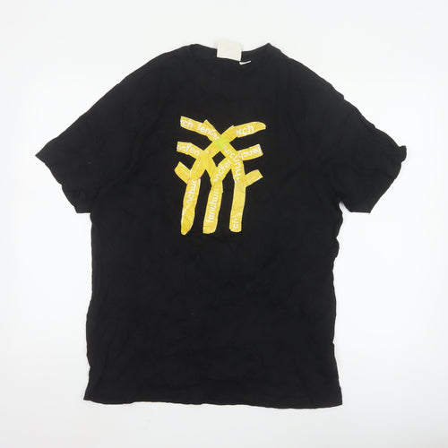 Fenchurch Men's Black Graphic Logo Cotton T-Shirt Size M