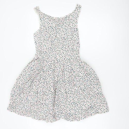 Jack Wills Women's White Floral Cotton Skater Dress Size 8