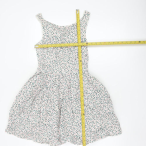Jack Wills Women's White Floral Cotton Skater Dress Size 8