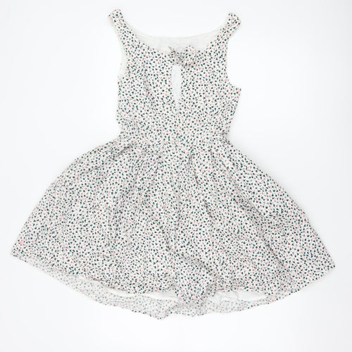 Jack Wills Women's White Floral Cotton Skater Dress Size 8