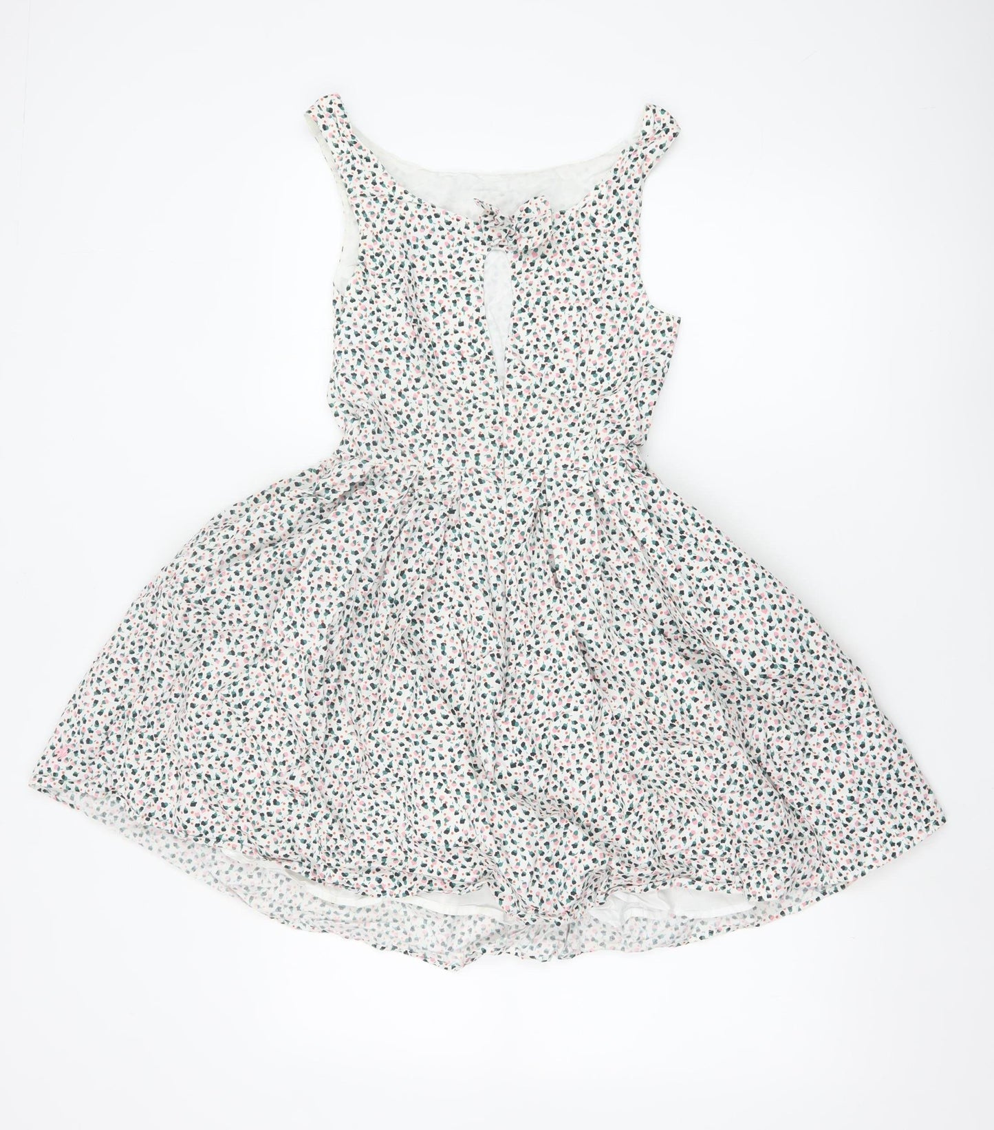 Jack Wills Women's White Floral Cotton Skater Dress Size 8