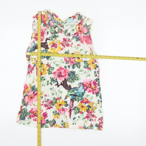 Joules Women's Multicoloured Floral Sleeveless Tunic Blouse Size 12