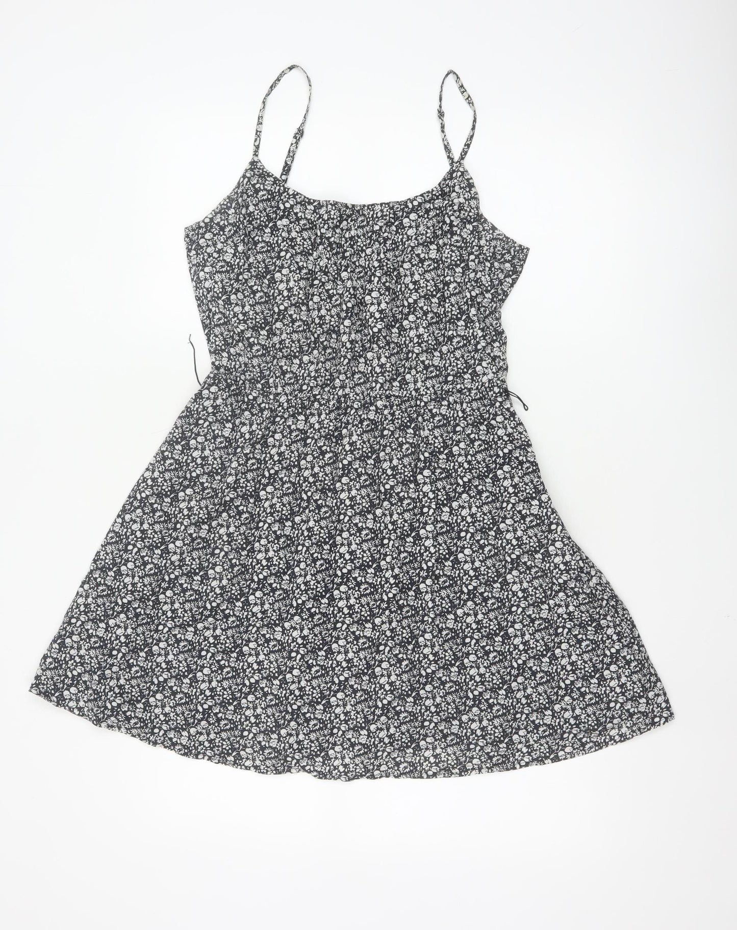 Jack Wills Women’s Black Floral A-Line Cotton Summer Dress UK 10