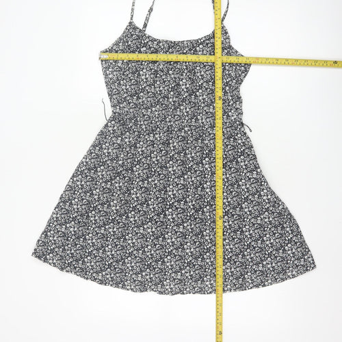 Jack Wills Women’s Black Floral A-Line Cotton Summer Dress UK 10