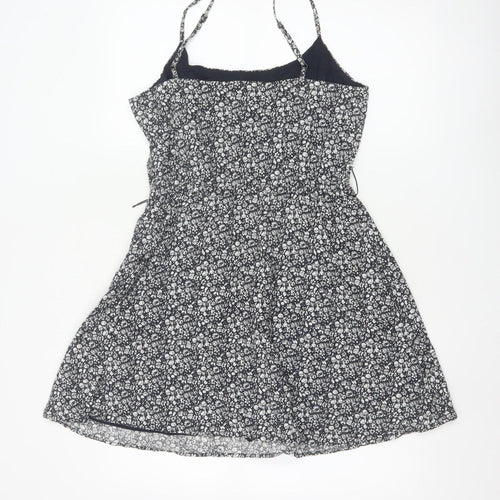 Jack Wills Women’s Black Floral A-Line Cotton Summer Dress UK 10