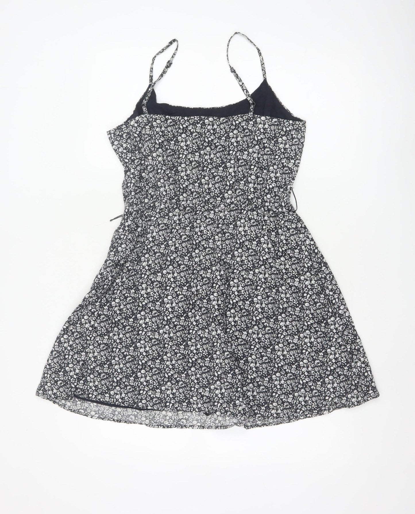 Jack Wills Women’s Black Floral A-Line Cotton Summer Dress UK 10