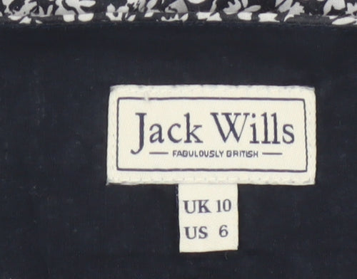 Jack Wills Women’s Black Floral A-Line Cotton Summer Dress UK 10