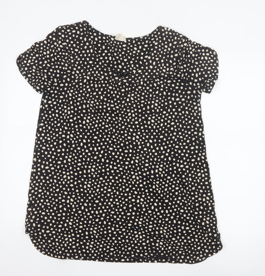 Fat Face Womens Black Polka Dot Viscose Tunic Blouse Size 10