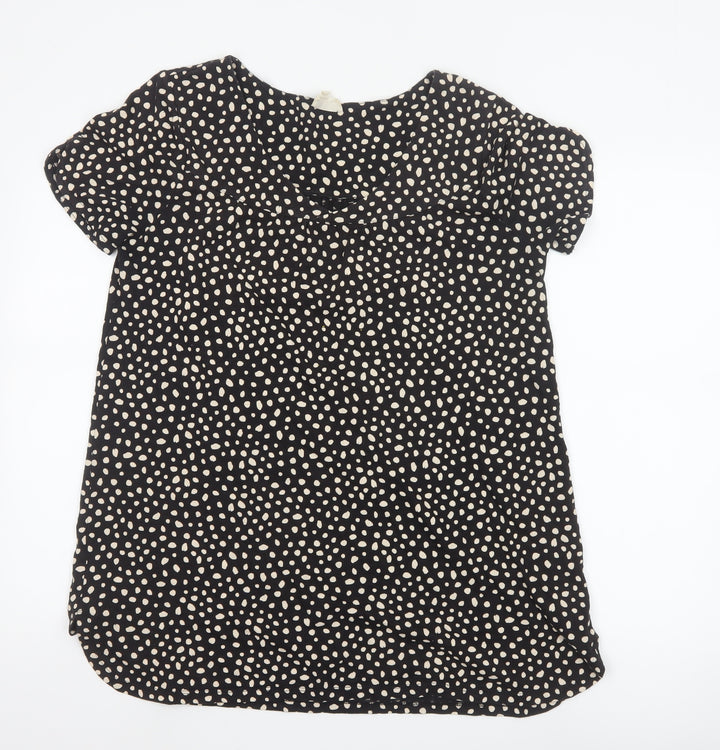 Fat Face Womens Black Polka Dot Viscose Tunic Blouse Size 10