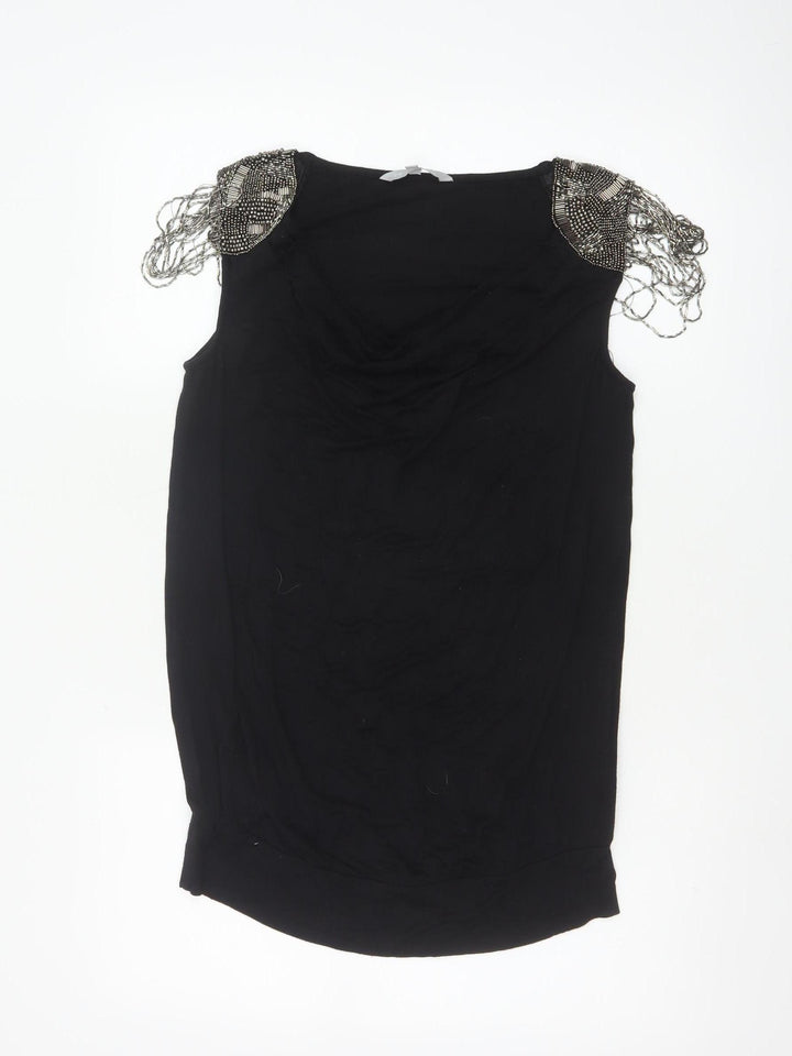 Red Herring Women's Black Beaded Sleeveless Blouse Size 12