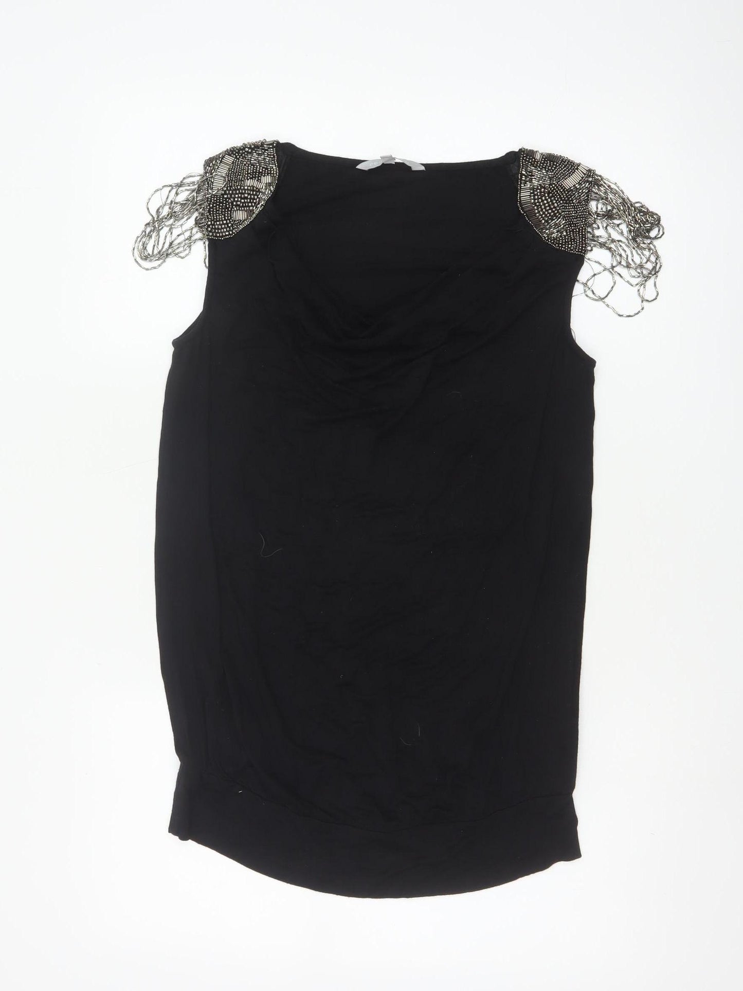 Red Herring Women's Black Beaded Sleeveless Blouse Size 12