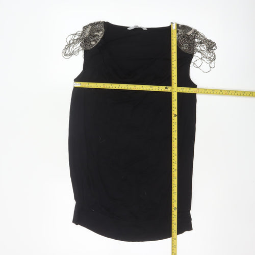 Red Herring Women's Black Beaded Sleeveless Blouse Size 12