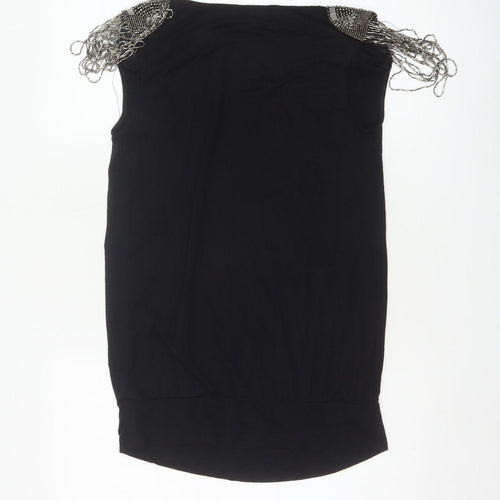Red Herring Women's Black Beaded Sleeveless Blouse Size 12