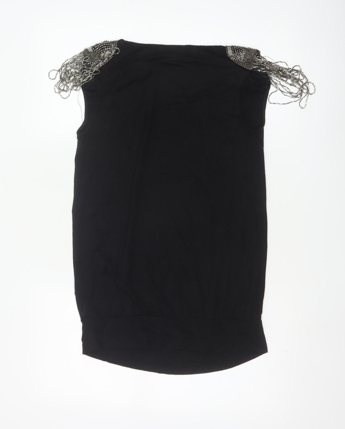 Red Herring Women's Black Beaded Sleeveless Blouse Size 12