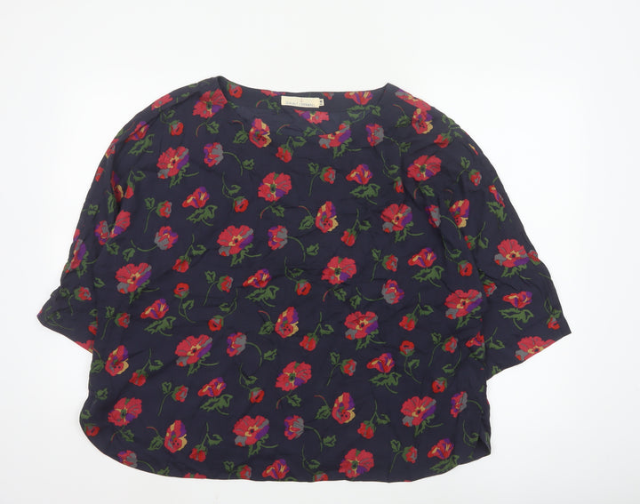 Seasalt Cornwall Women’s Blue Floral 3/4 Sleeve Tunic Blouse Size 18