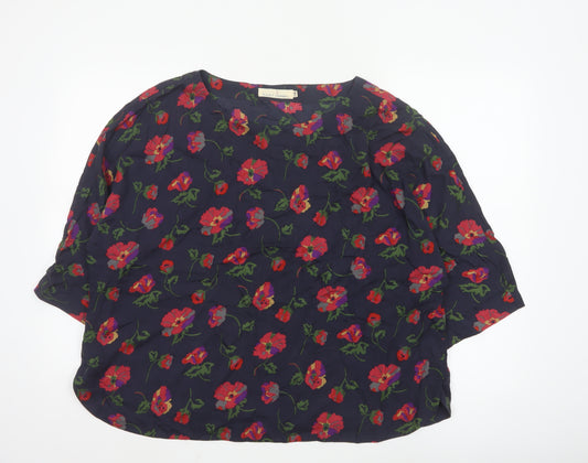 Seasalt Cornwall Women’s Blue Floral 3/4 Sleeve Tunic Blouse Size 18