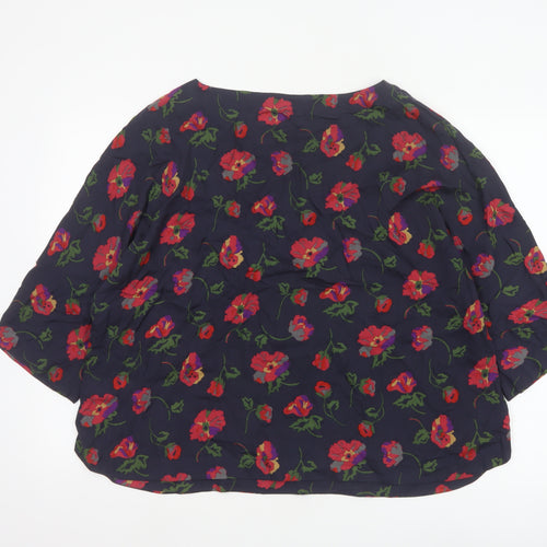 Seasalt Cornwall Women’s Blue Floral 3/4 Sleeve Tunic Blouse Size 18
