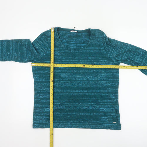 DASH Women’s Green Striped 3/4 Sleeve Jersey Cotton Top Size 16