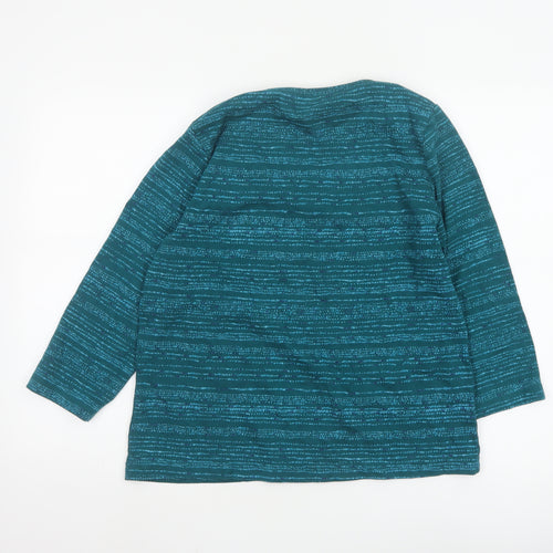 DASH Women’s Green Striped 3/4 Sleeve Jersey Cotton Top Size 16
