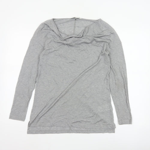 L.K.Bennett Women's Grey Long Sleeve Cowl Neck Jersey Blouse Size S