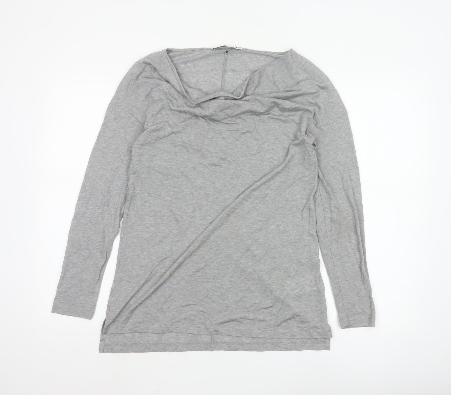 L.K.Bennett Women's Grey Long Sleeve Cowl Neck Jersey Blouse Size S
