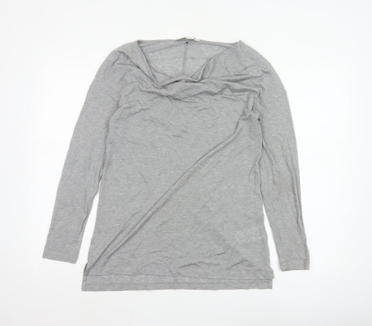 L.K.Bennett Women's Grey Long Sleeve Cowl Neck Jersey Blouse Size S