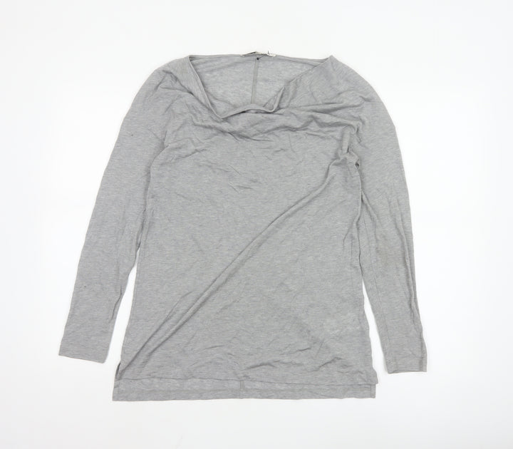 L.K.Bennett Women's Grey Long Sleeve Cowl Neck Jersey Blouse Size S